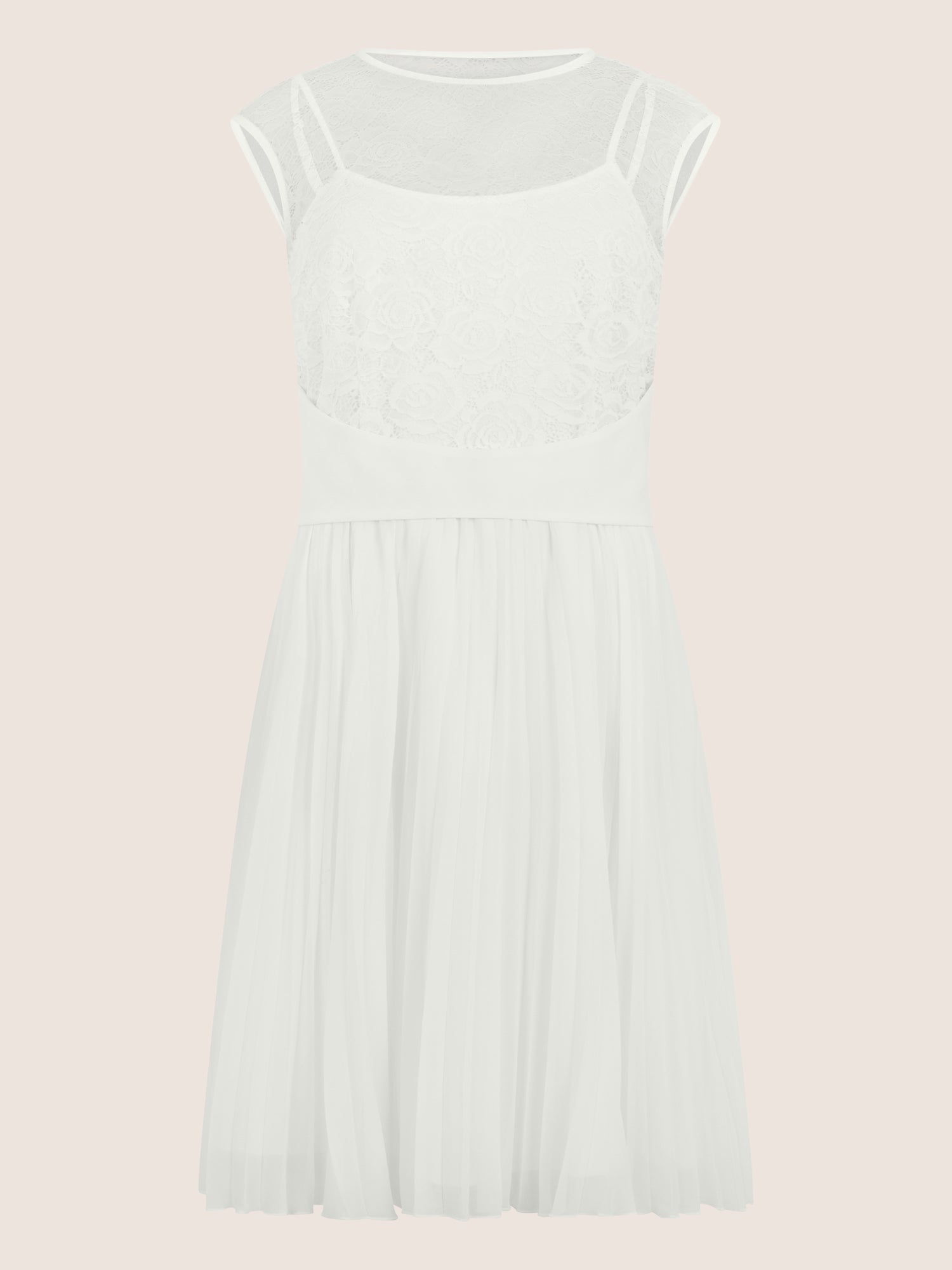 APART Spitzenkleid mit Plisseerock | creme