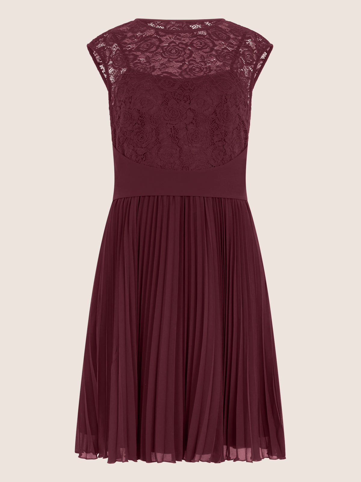 APART Spitzenkleid mit Plisseerock | weinrot