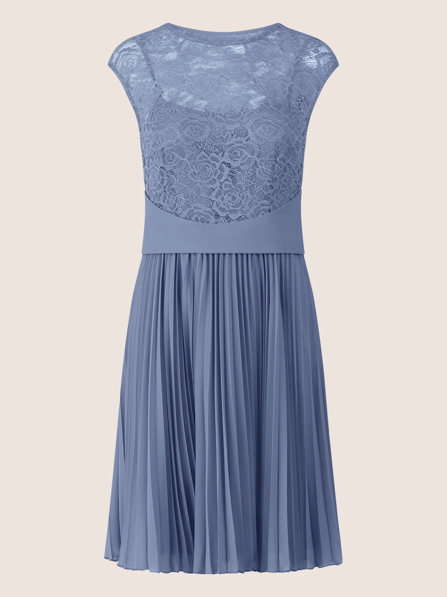 APART Spitzenkleid mit Plisseerock | rauchblau