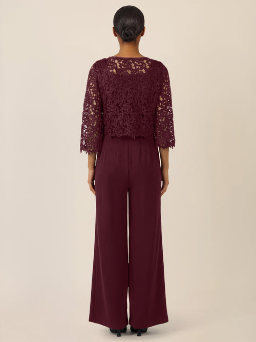 APART Hochzeitsoverall mit Spitzenjäckchen | weinrot image 1