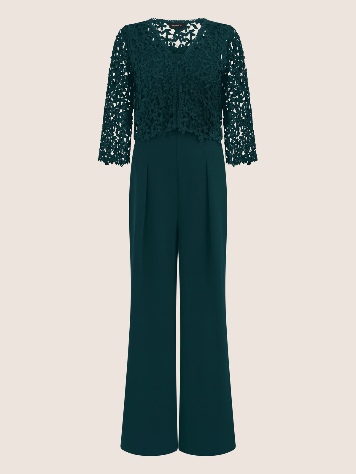 APART Hochzeitsoverall mit Spitzenjäckchen | emerald