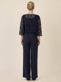 APART Hochzeitsoverall mit Spitzenjäckchen | nachtblau