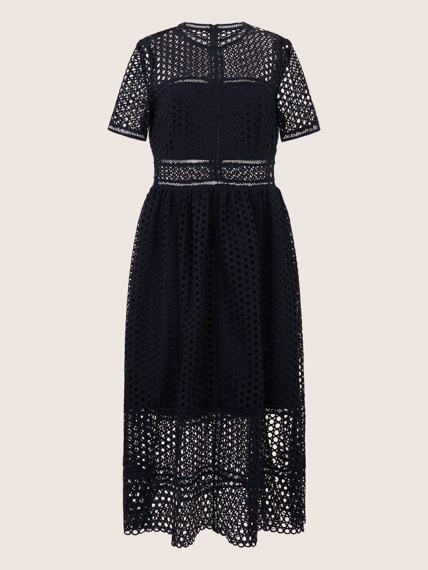 APART Midikleid mit Häkelspitze und Transparenz | nachtblau