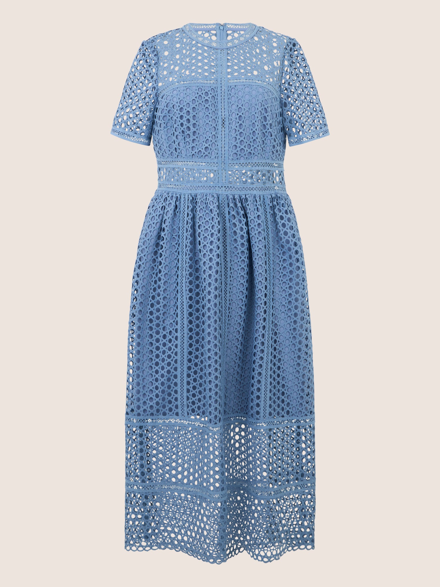 APART Midikleid mit Häkelspitze und Transparenz | rauchblau