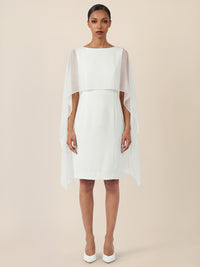 APART Etui-Kleid mit fließendem Chiffon-Cape | creme