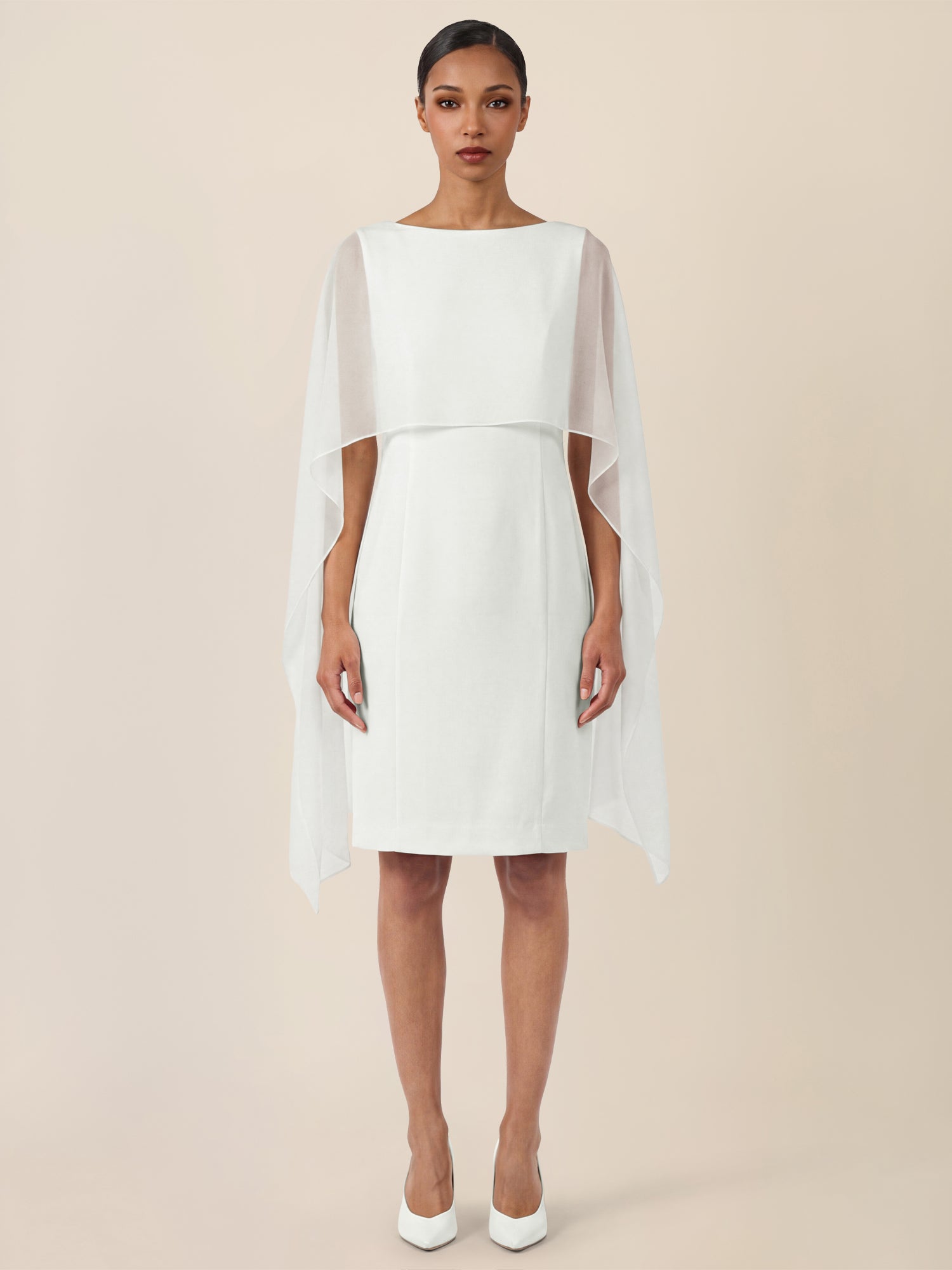 APART Etui-Kleid mit fließendem Chiffon-Cape | creme