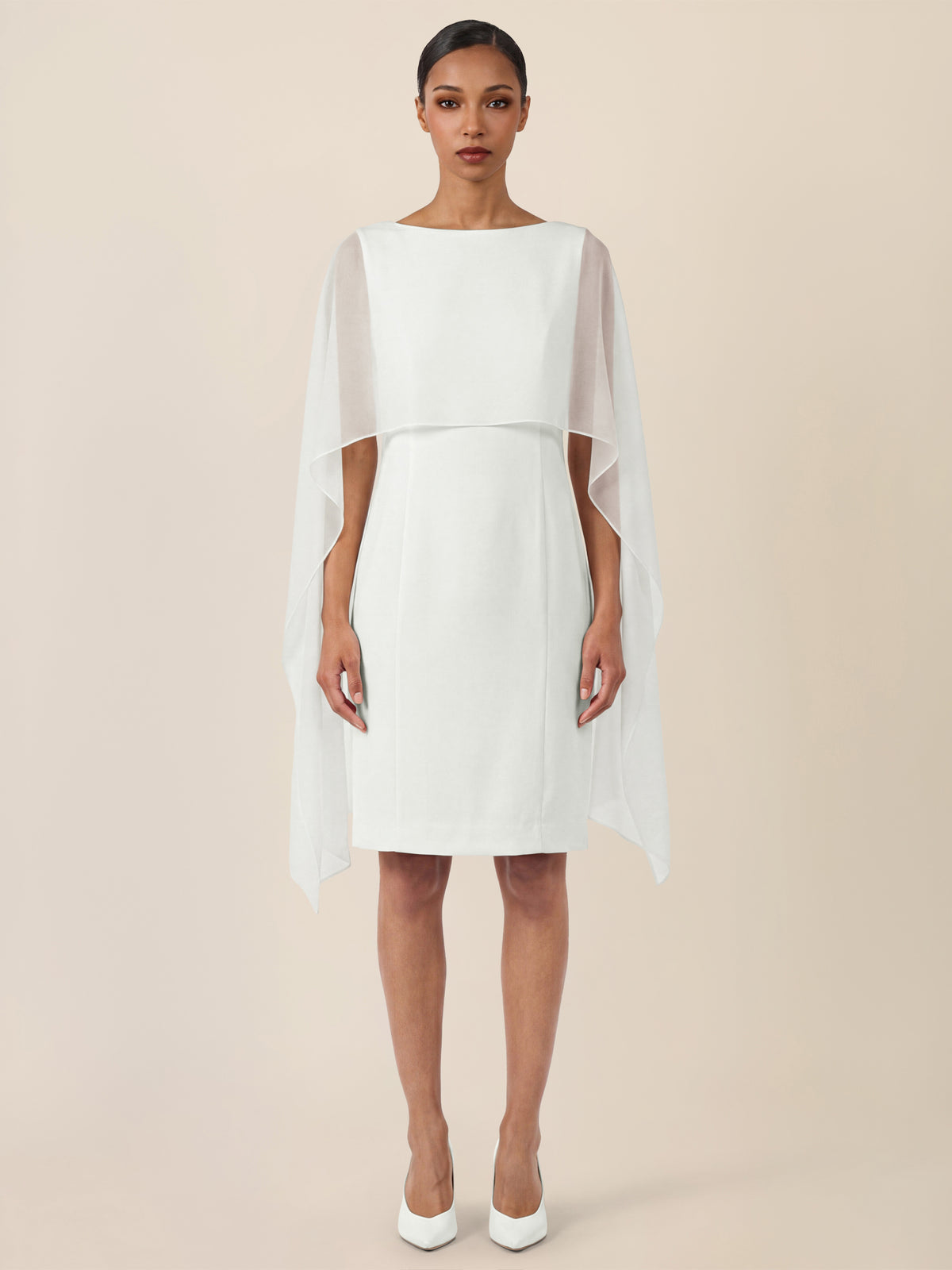 APART Etui-Kleid mit fließendem Chiffon-Cape | creme