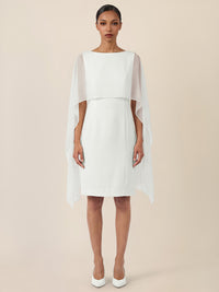 APART Etui-Kleid mit fließendem Chiffon-Cape | creme
