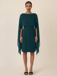 APART Etui-Kleid mit fließendem Chiffon-Cape | emerald
