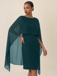 APART Etui-Kleid mit fließendem Chiffon-Cape | emerald