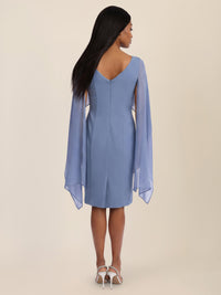 APART Etui-Kleid mit fließendem Chiffon-Cape | rauchblau