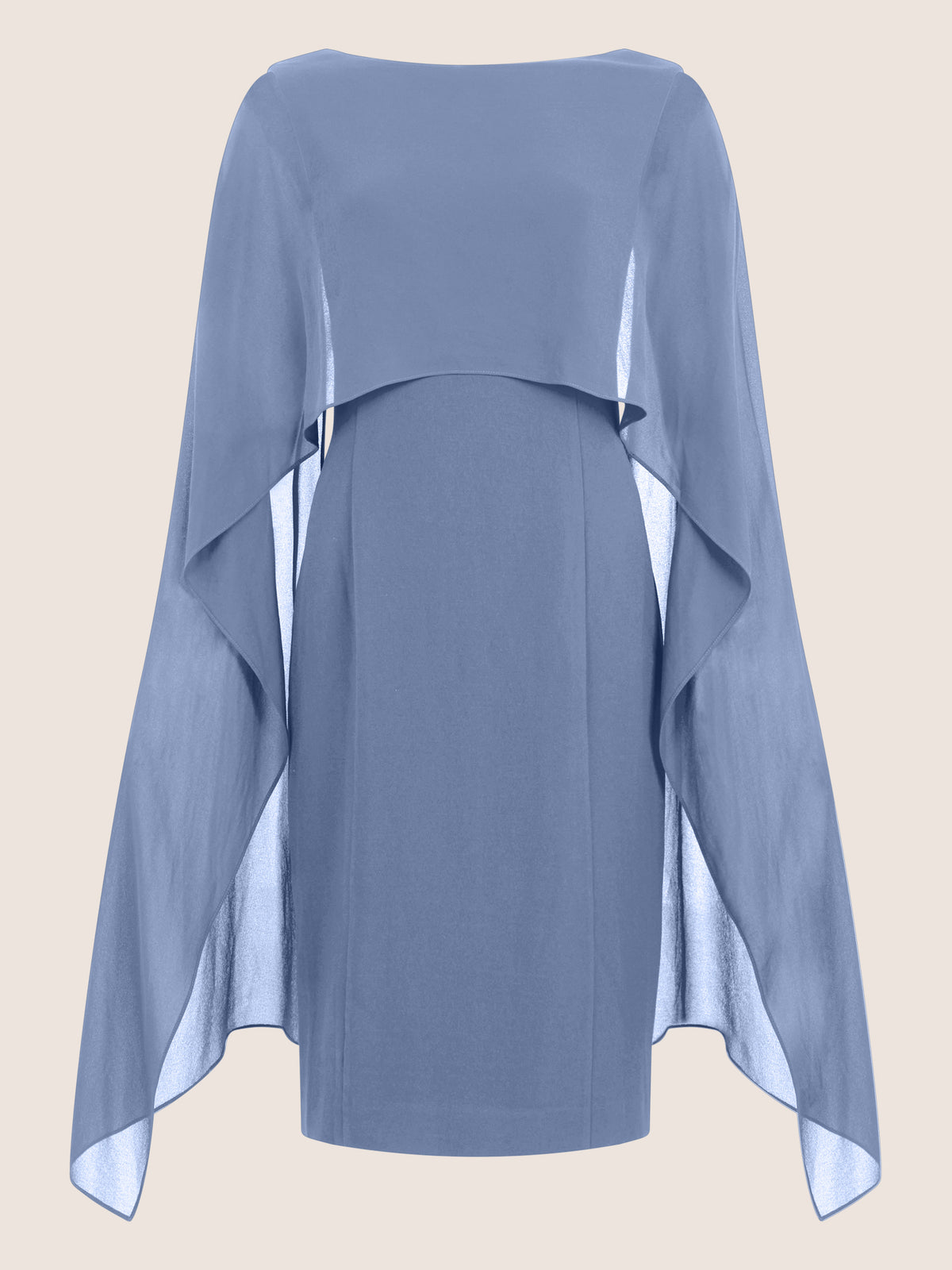 APART Etui-Kleid mit fließendem Chiffon-Cape | rauchblau