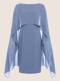 APART Etui-Kleid mit fließendem Chiffon-Cape | rauchblau