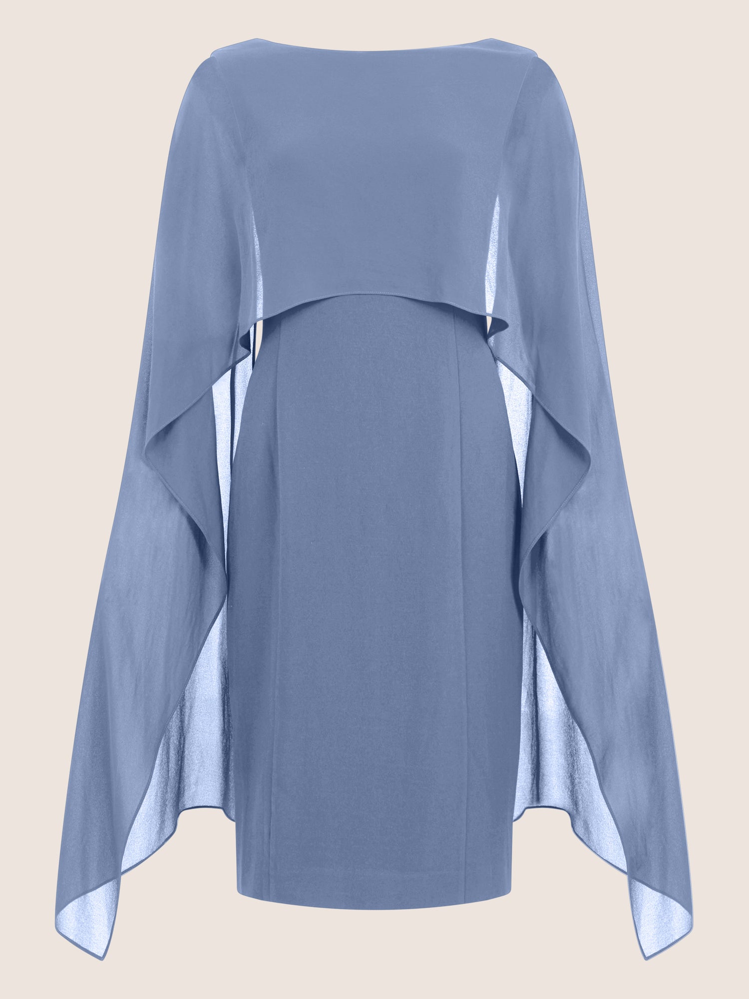 APART Etui-Kleid mit fließendem Chiffon-Cape | rauchblau