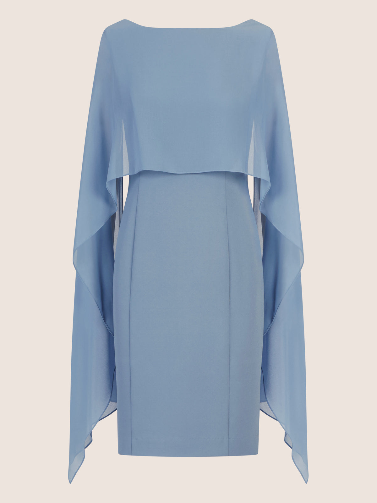 APART Etui-Kleid mit fließendem Chiffon-Cape | rauchblau
