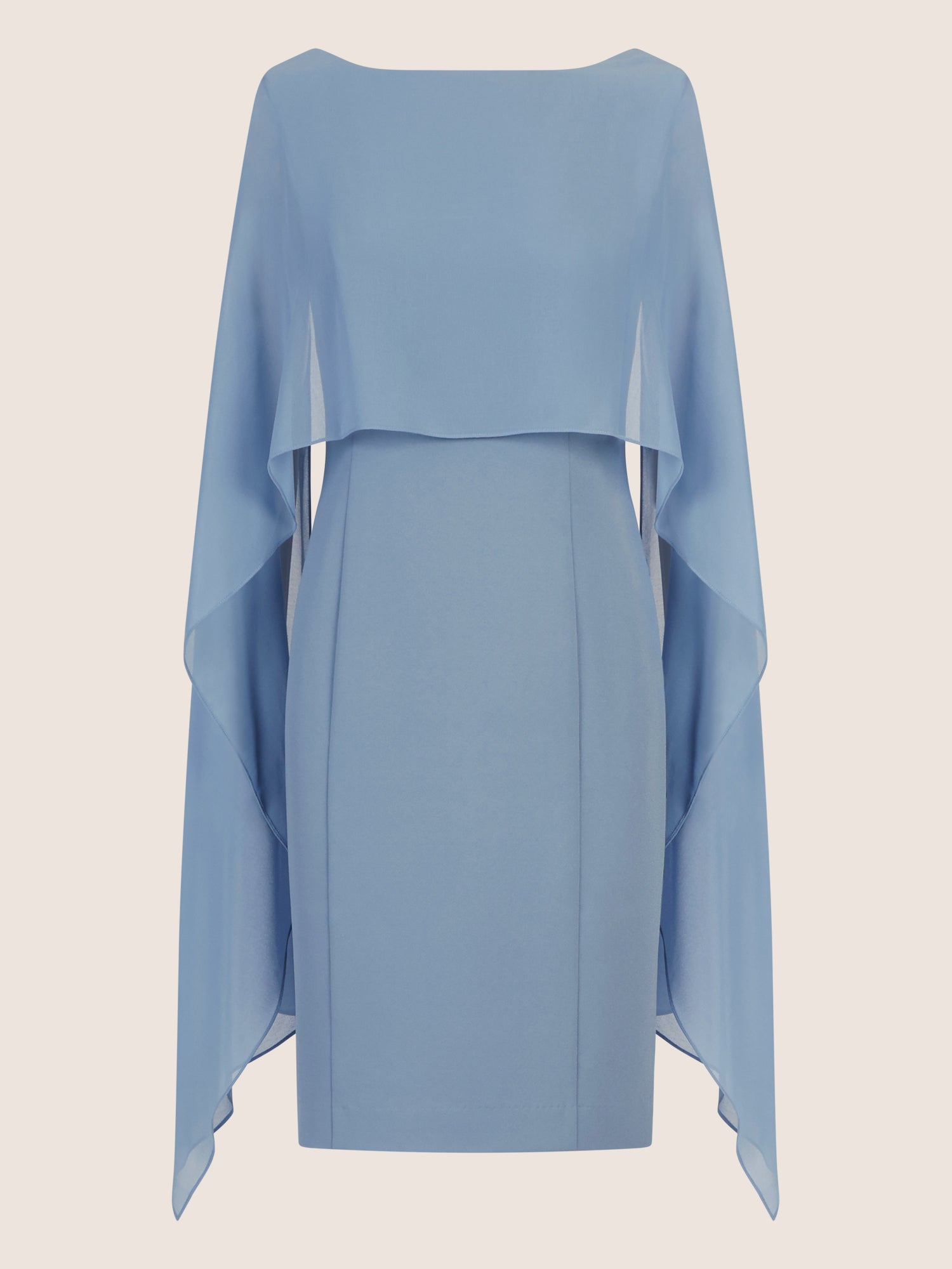 APART Etui-Kleid mit fließendem Chiffon-Cape | rauchblau