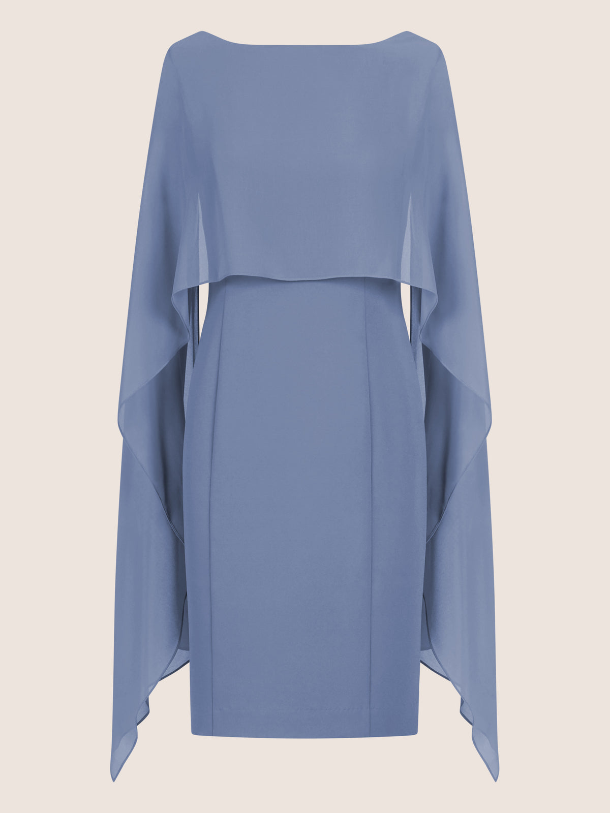 APART Etui-Kleid mit fließendem Chiffon-Cape | rauchblau