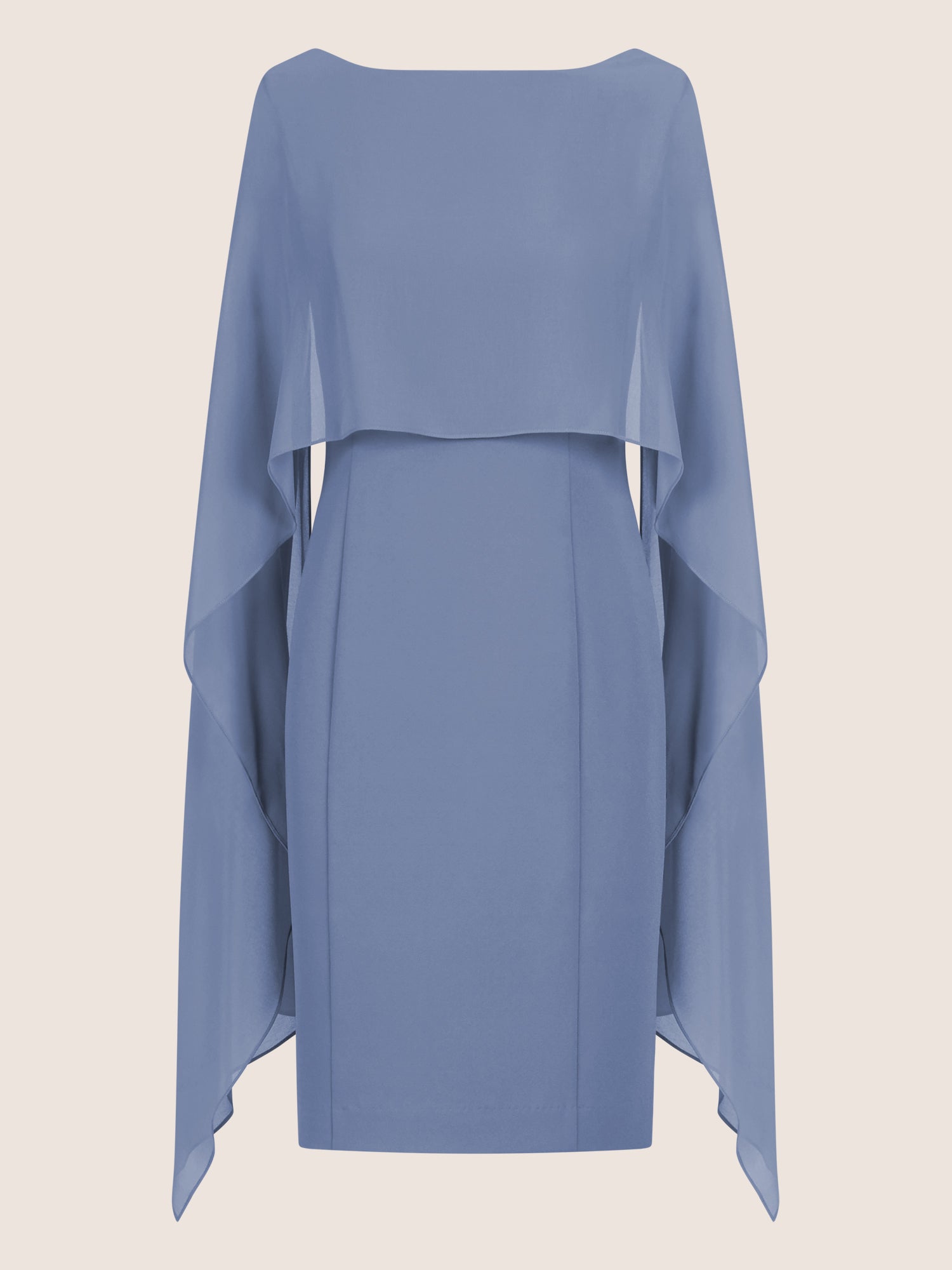 APART Etui-Kleid mit fließendem Chiffon-Cape | rauchblau