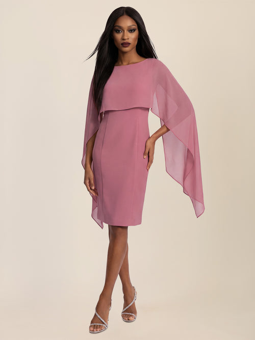APART Etui-Kleid mit fließendem Chiffon-Cape | rosé image 1