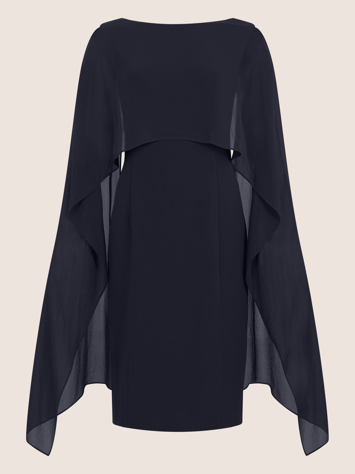 APART Etui-Kleid mit fließendem Chiffon-Cape | nachtblau