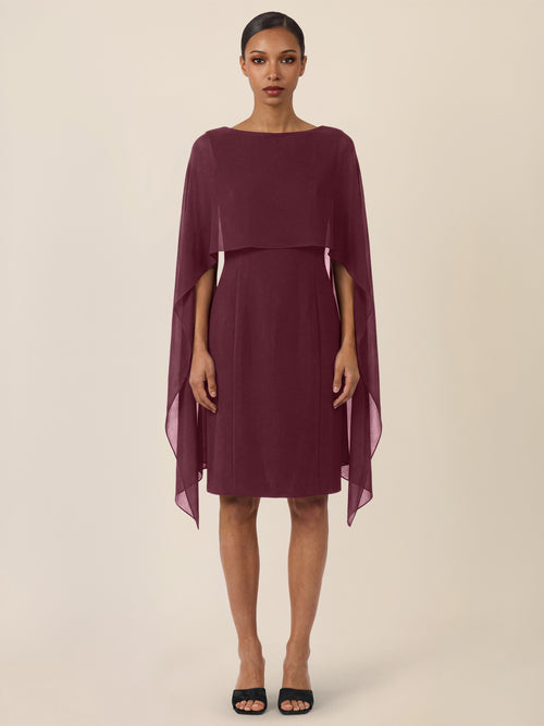 APART Etui-Kleid mit fließendem Chiffon-Cape | weinrot image 1