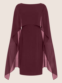 APART Etui-Kleid mit fließendem Chiffon-Cape | weinrot