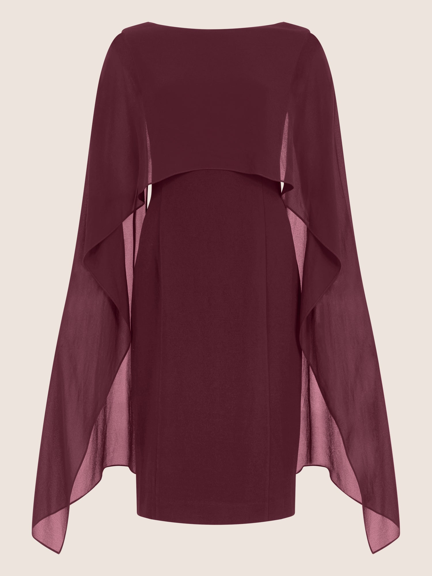 APART Etui-Kleid mit fließendem Chiffon-Cape | weinrot