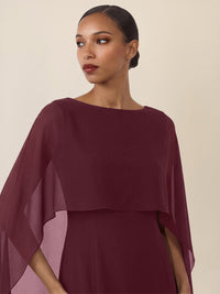 APART Etui-Kleid mit fließendem Chiffon-Cape | weinrot