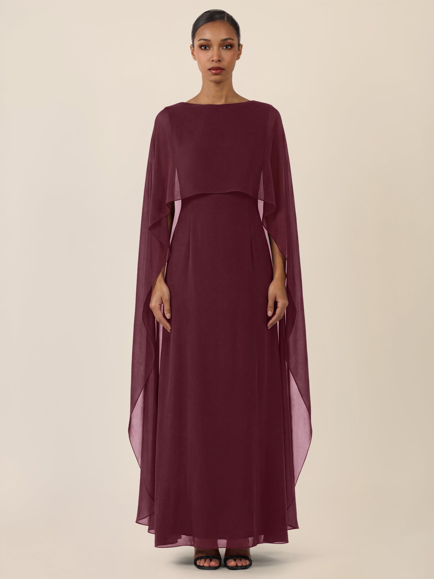 APART Elegantes Kleid mit Cape | weinrot