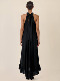 APART Elegantes Chiffonkleid mit Volantsaum | schwarz