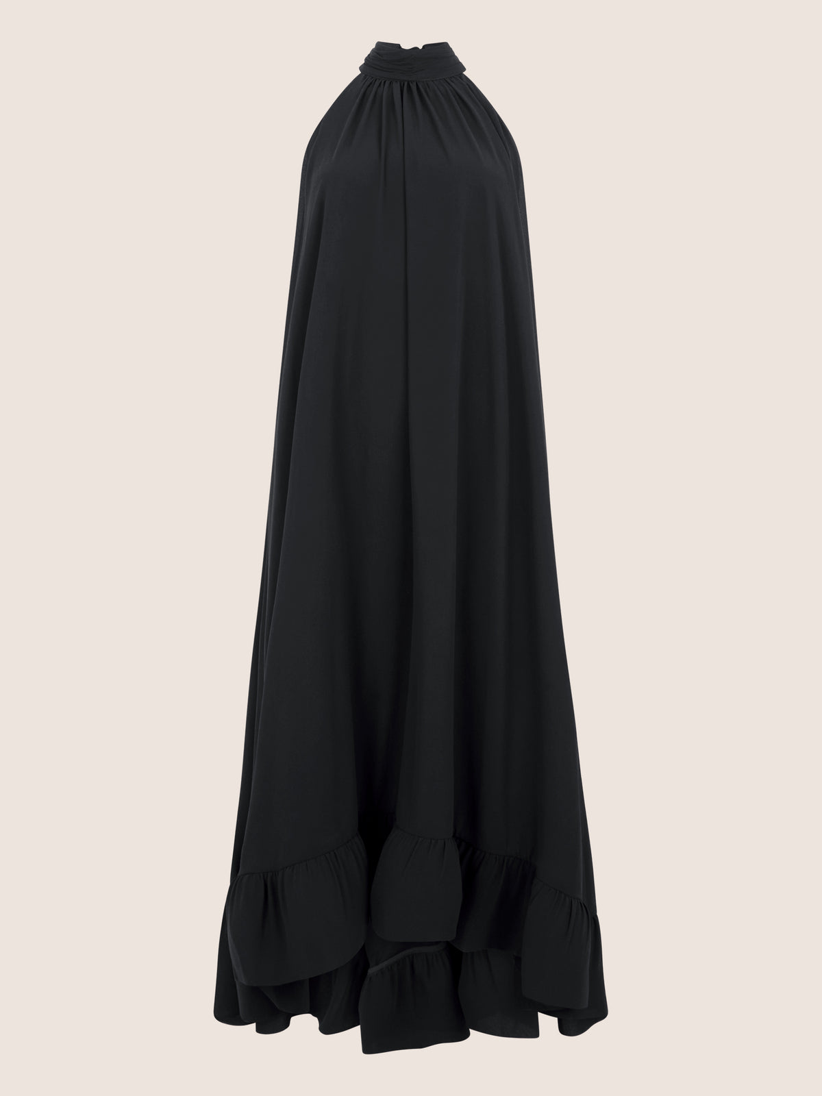 APART Elegantes Chiffonkleid mit Volantsaum | schwarz