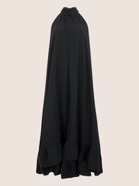 APART Elegantes Chiffonkleid mit Volantsaum | schwarz