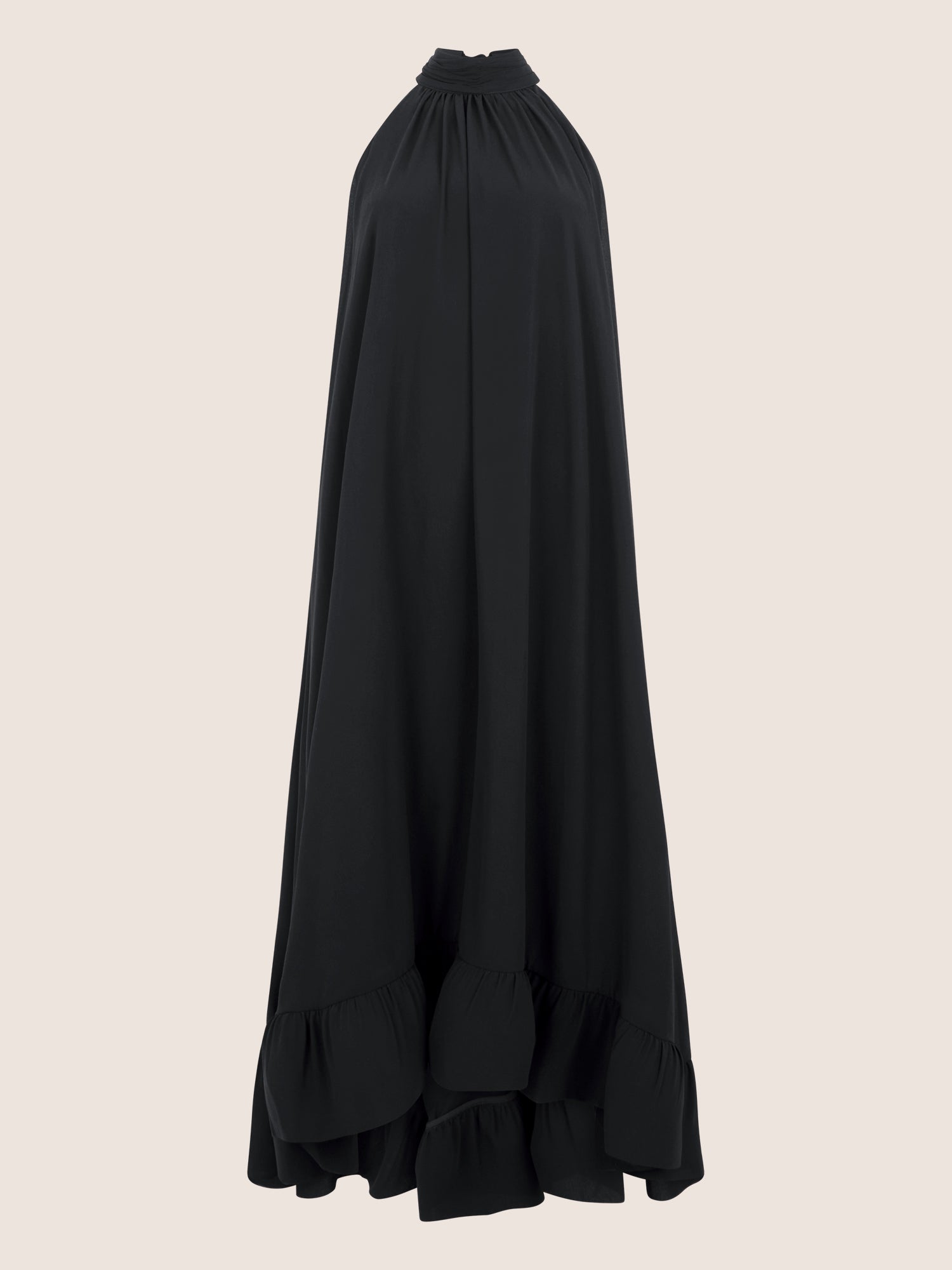 APART Elegantes Chiffonkleid mit Volantsaum | schwarz