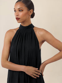 APART Elegantes Chiffonkleid mit Volantsaum | schwarz