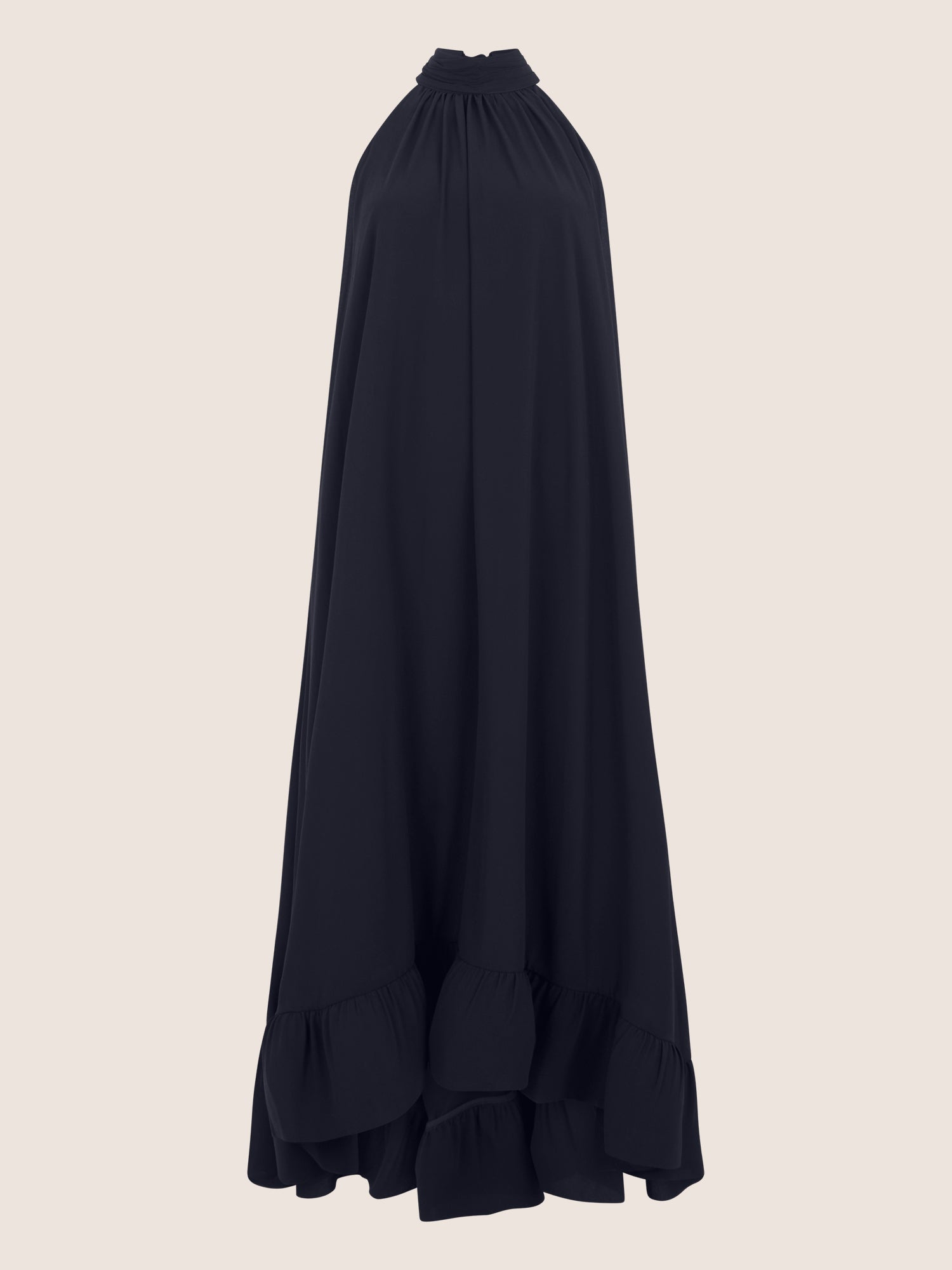 APART Elegantes Chiffonkleid mit Volantsaum | nachtblau