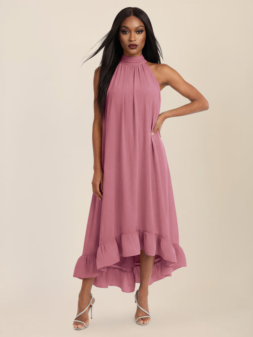 APART Elegantes Chiffonkleid mit Volantsaum | rosé image 1