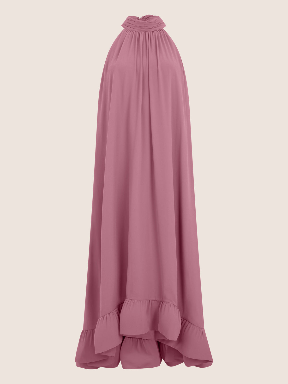 APART Elegantes Chiffonkleid mit Volantsaum | rosé