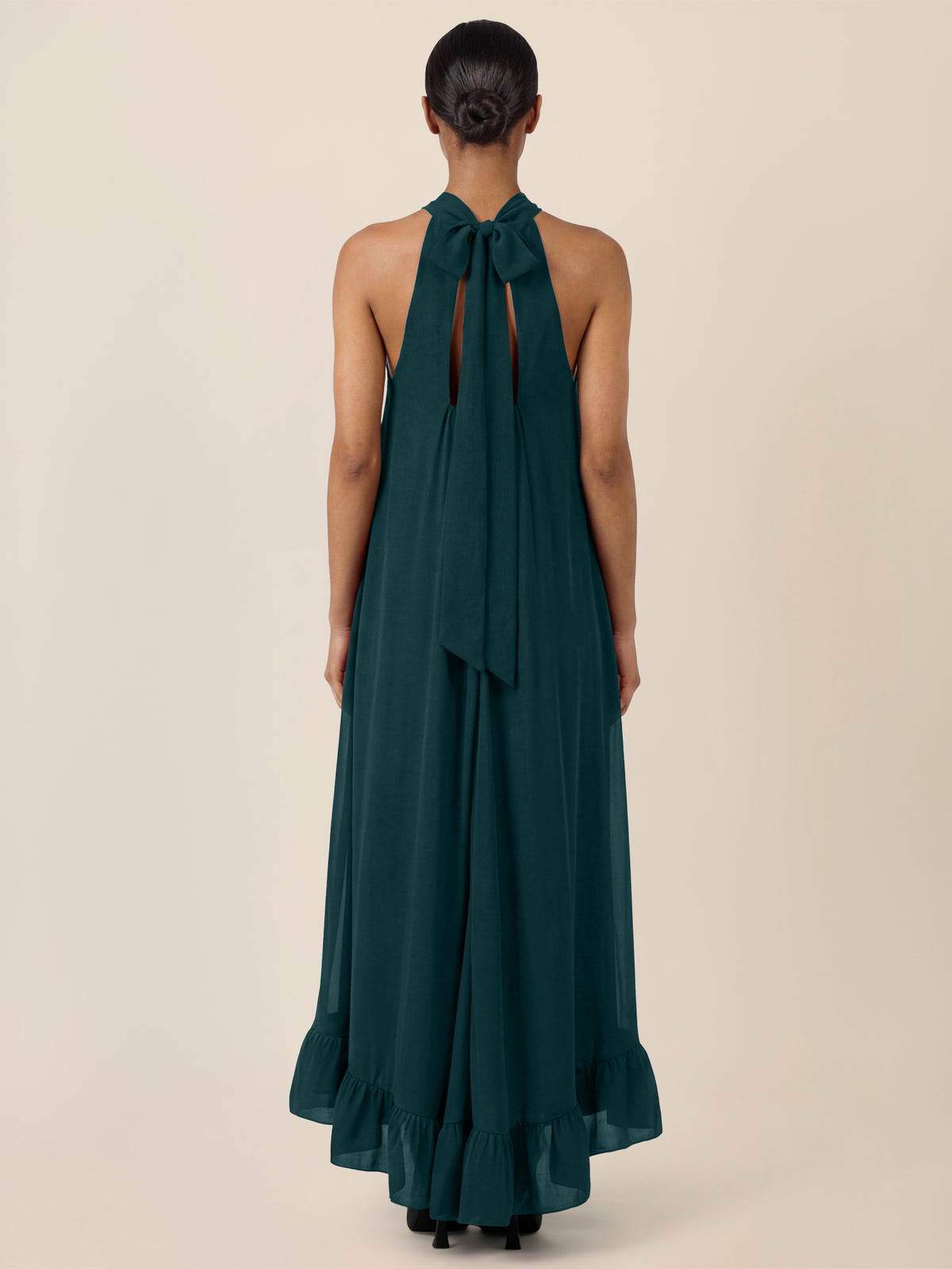 APART Elegantes Chiffonkleid mit Volantsaum | emerald