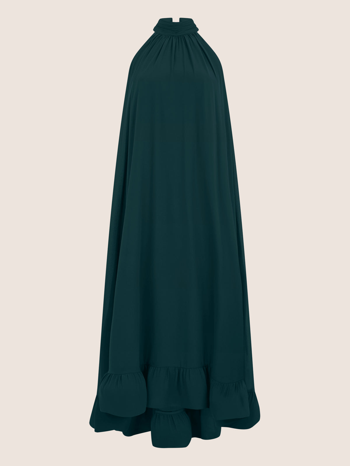 APART Elegantes Chiffonkleid mit Volantsaum | emerald