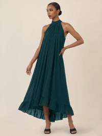 APART Elegantes Chiffonkleid mit Volantsaum | emerald