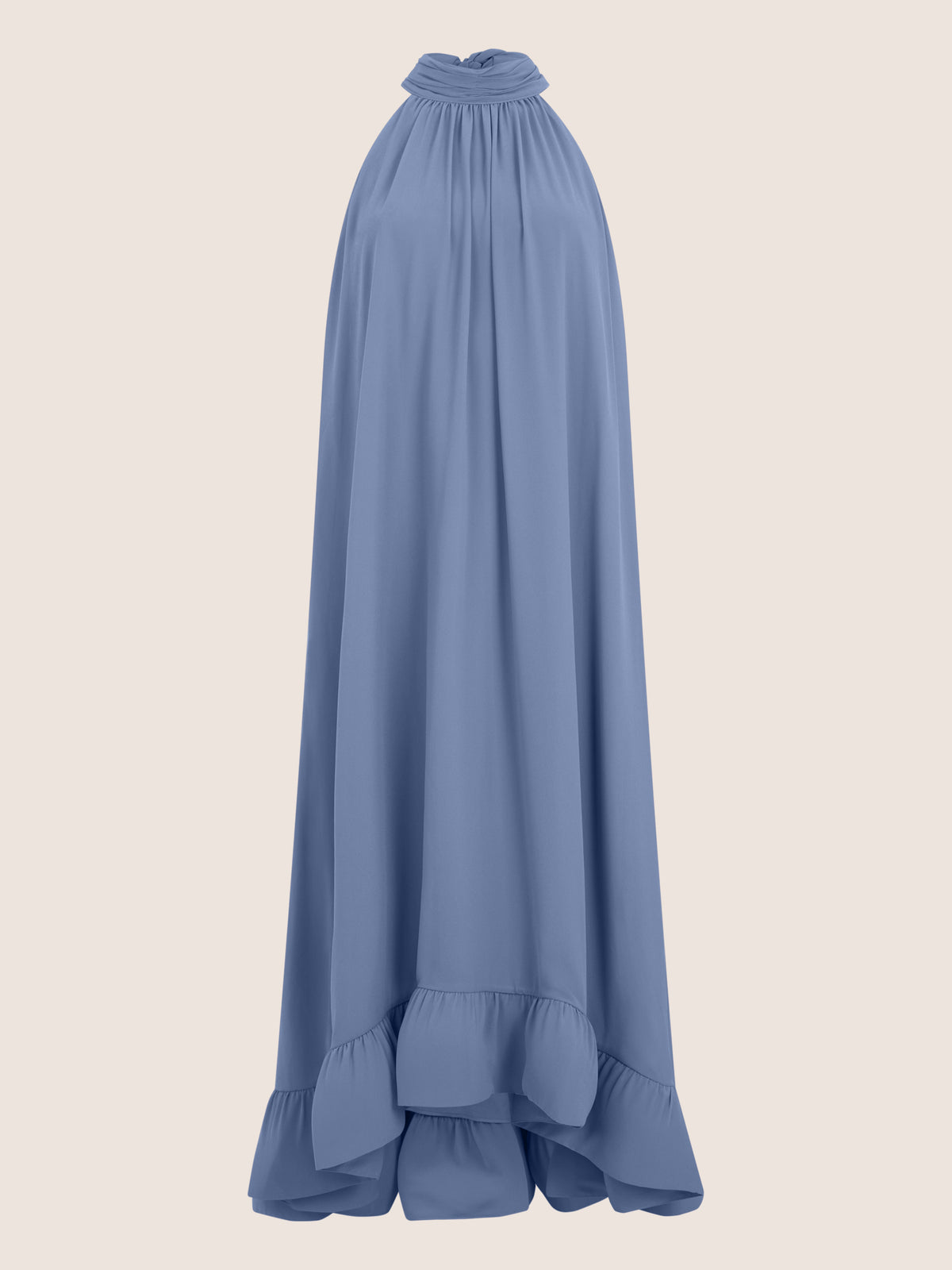APART Elegantes Chiffonkleid mit Volantsaum | rauchblau