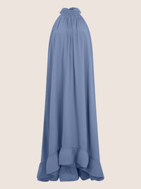 APART Elegantes Chiffonkleid mit Volantsaum | rauchblau