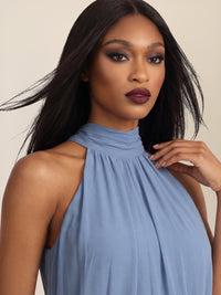 APART Elegantes Chiffonkleid mit Volantsaum | rauchblau