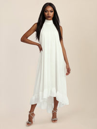 APART Elegantes Chiffonkleid mit Volantsaum | creme