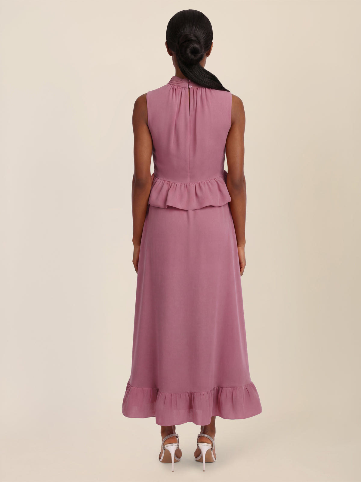 APART Ärmellose Bluse mit Rüschen-Saum | rosé