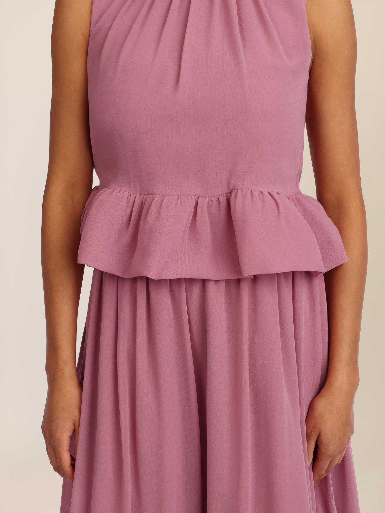 APART Ärmellose Bluse mit Rüschen-Saum | rosé