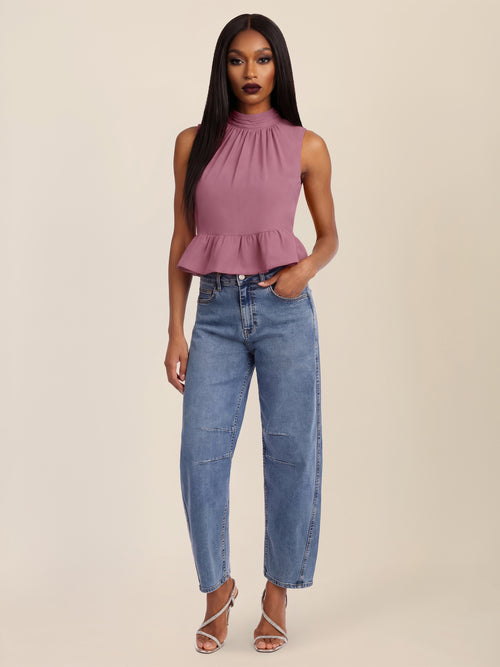 APART Ärmellose Bluse mit Rüschen-Saum | rosé image 1