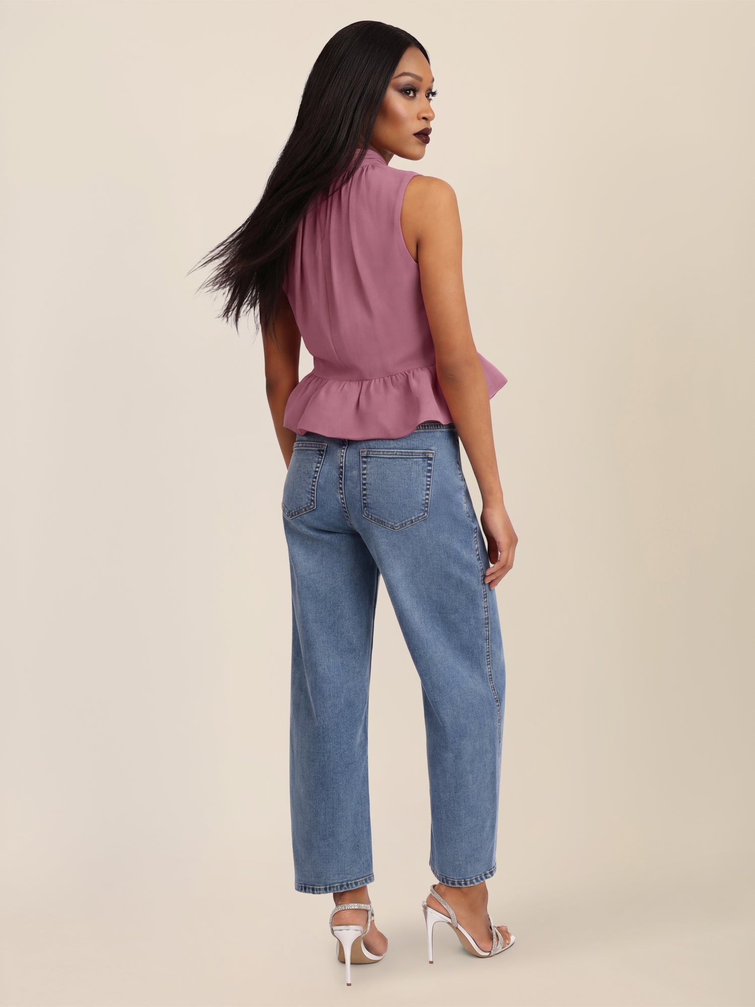 APART Ärmellose Bluse mit Rüschen-Saum | rosé