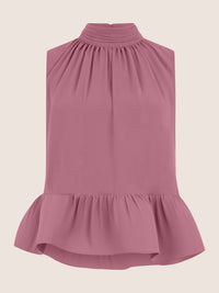 APART Ärmellose Bluse mit Rüschen-Saum | rosé