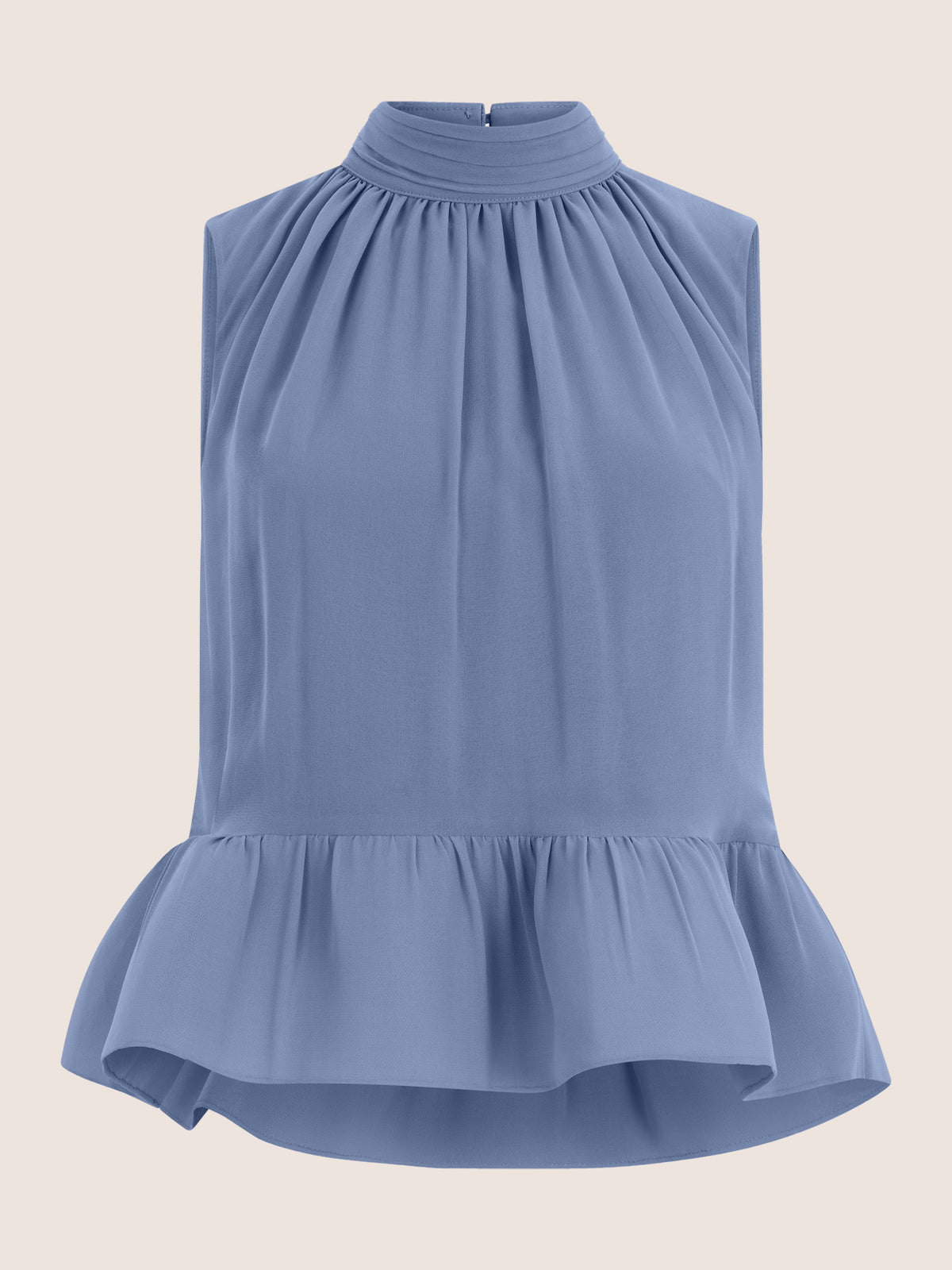 APART Ärmellose Bluse mit Rüschen-Saum | rauchblau